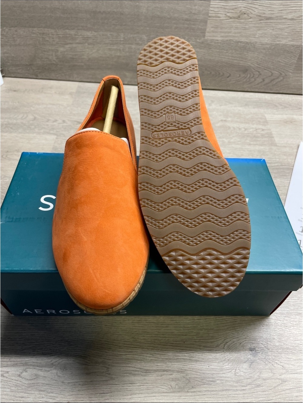 AEROSOLES Orange Suede Slip-On Loafers #121